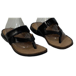 Rockport Sandals Women’s Size 6 Black Leather Straps Slide On Hook & Loop NWOT